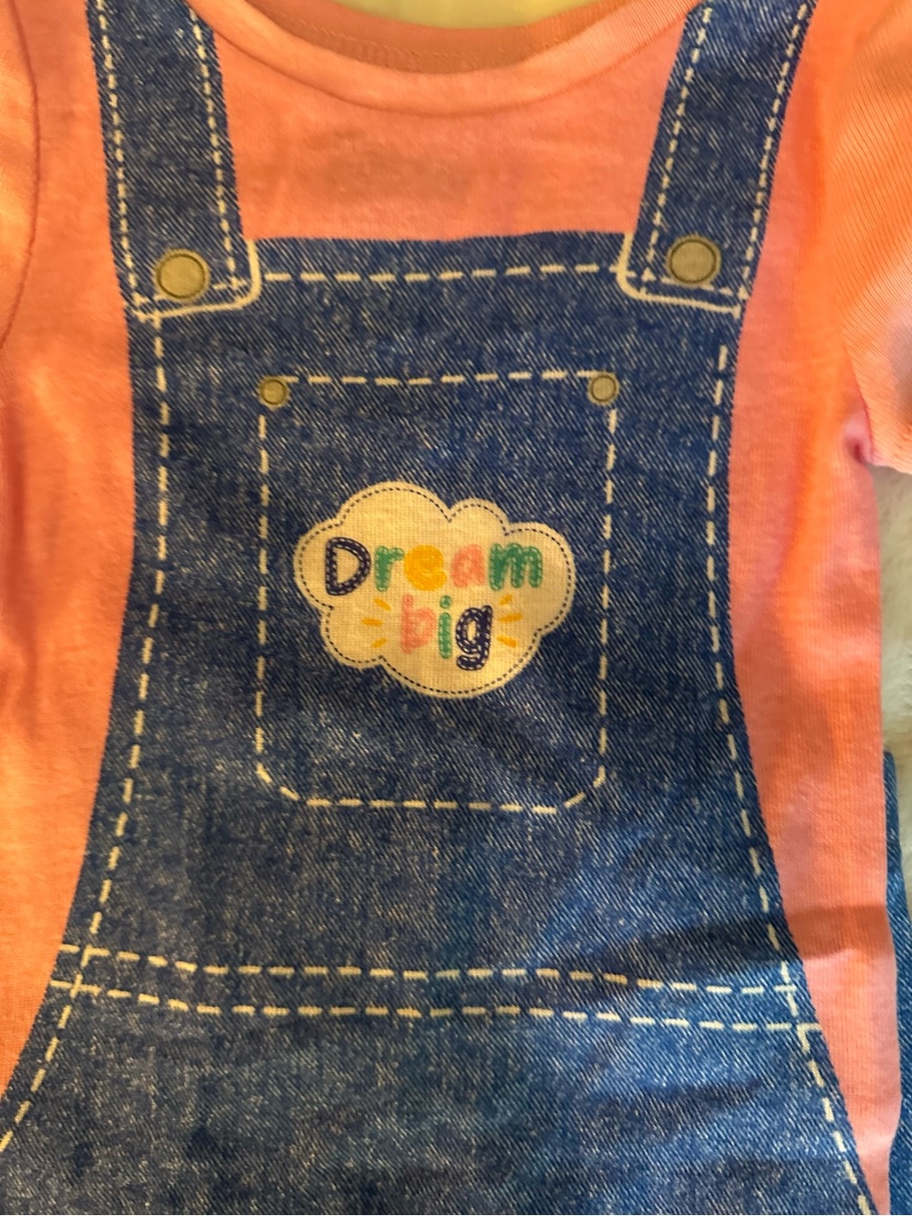 Rachel Pink Tee with Printed Denim Overalls